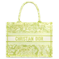 DIOR BookTote Canvas Tote Bag Shopping Bag Totes Handbags Medium Size Women's Yellow Green