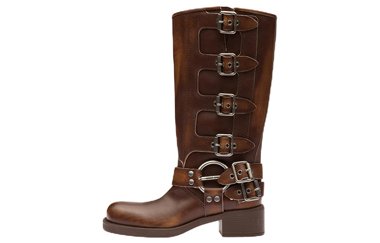 MIU MIU Buckle-detail Leather Boots