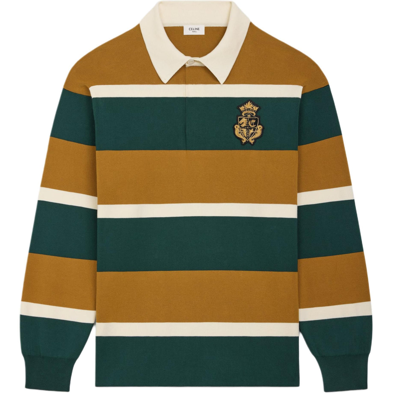 CELINE Blason Rugby Long Sleeve Polo Shirt