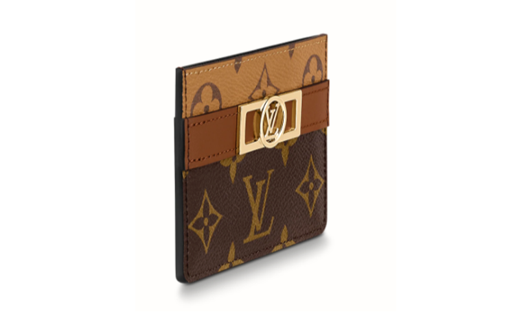 LOUIS VUITTON Dauphine Leather With Canvas Card Holder Card Holder Regular Women's Brown/Caramel