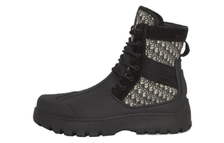DIOR Garden Lace Up Ankle Boots Black Rubber