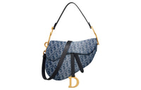 DIOR Saddle Jacquard Denim Saddle Bag Shoulder Bag Crossbody Bag Handbag Women's Blue