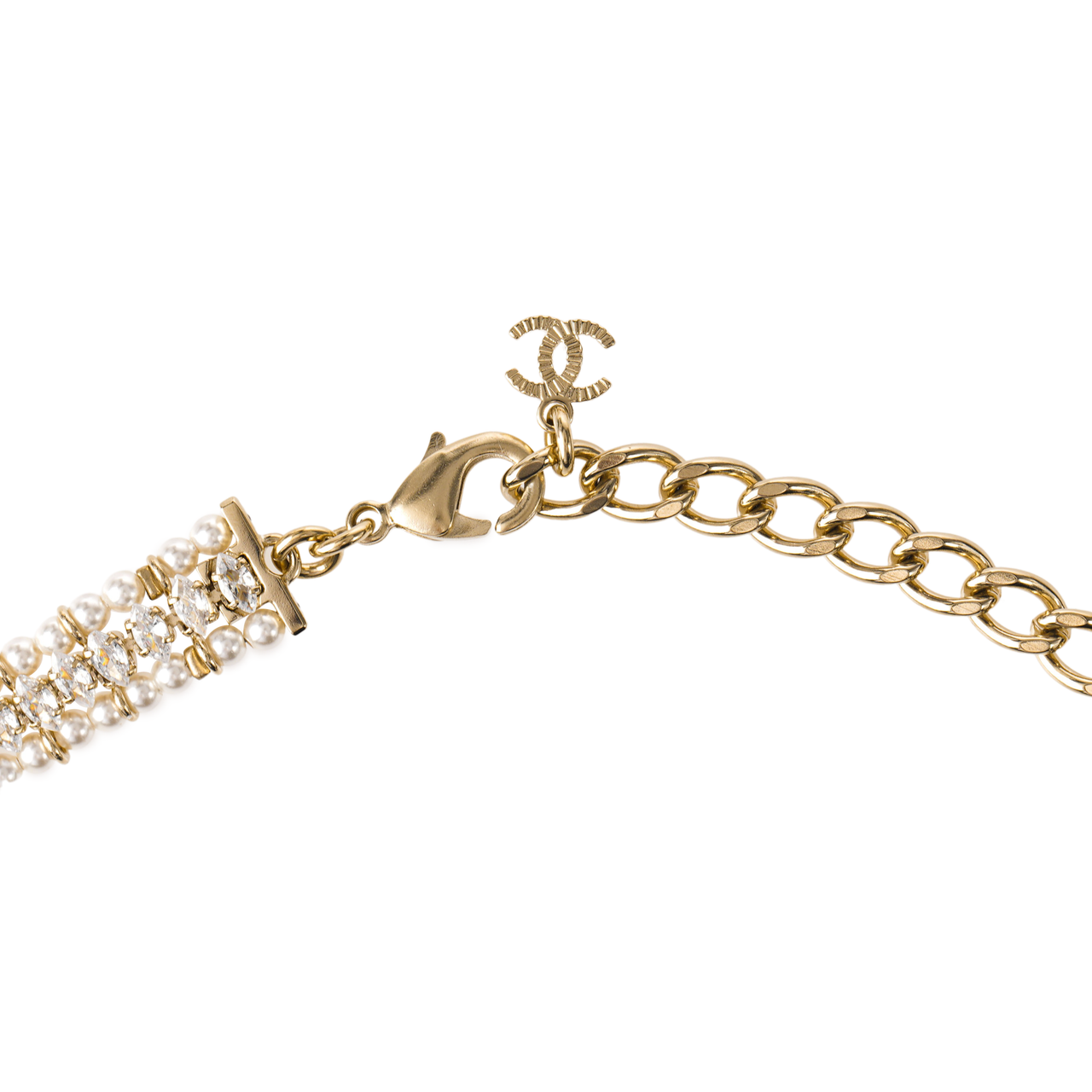 CHANEL Metal Necklaces Women's White