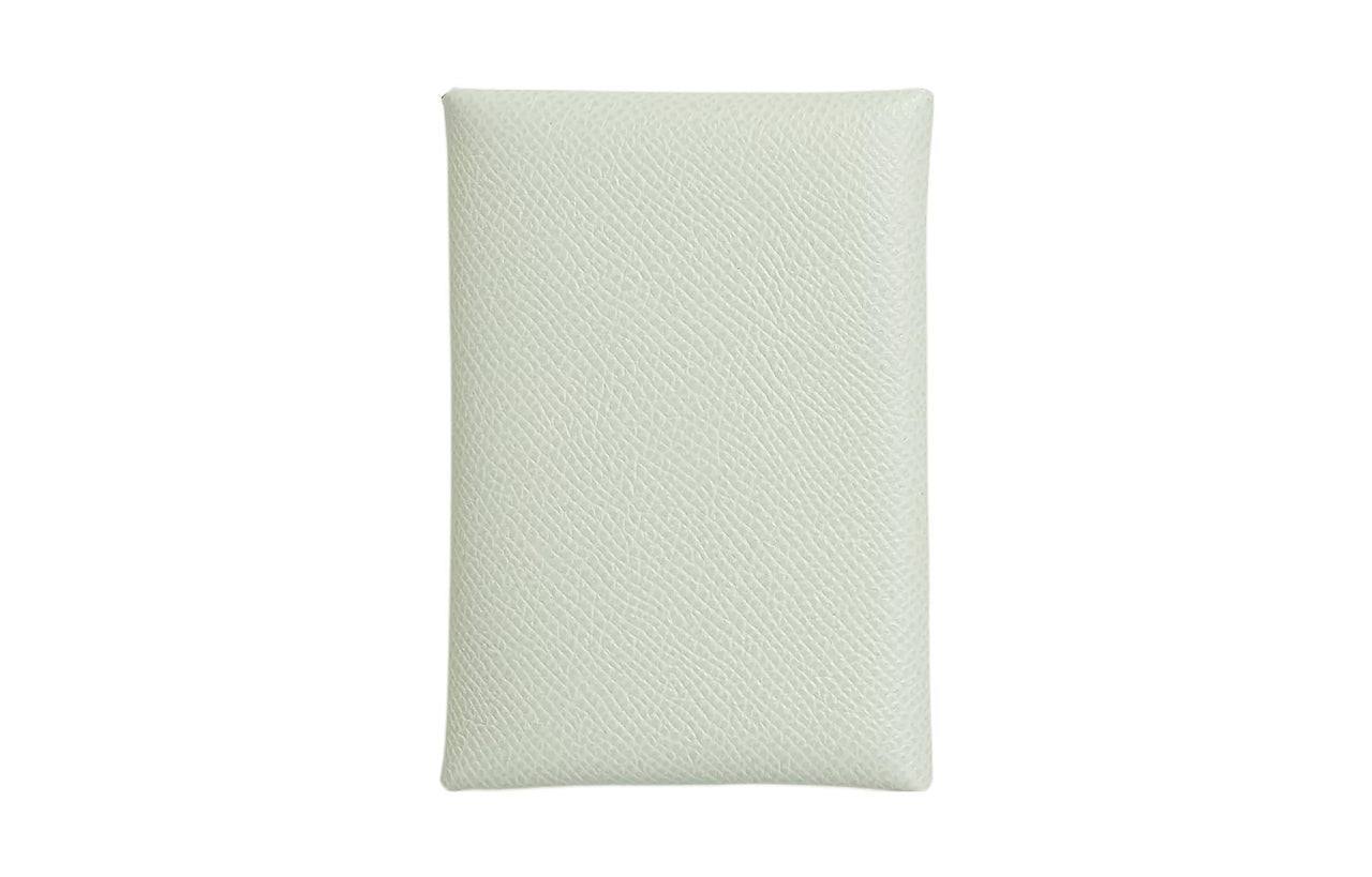 HERMES Calvi Duo Epsom Calfskin Card Holder Mini Women's Bubble Green