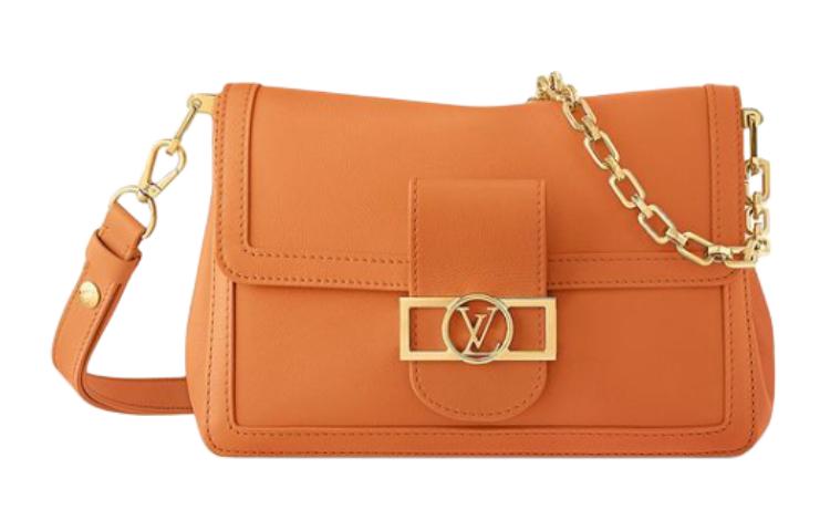 LOUIS VUITTON Dauphine Leather Daphne Shoulder Crossbody Bag Medium Size Women's Orange