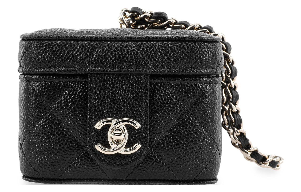 CHANEL Grained Cow Leather Small Square Bag Handbags Women's Black