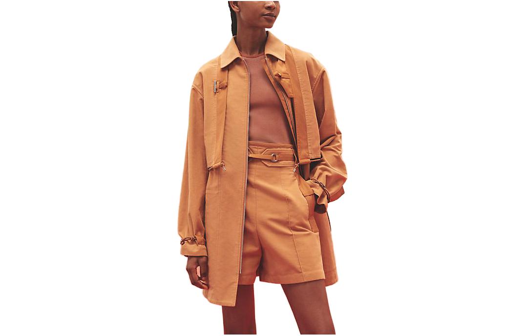 HERMES Trench Coat Women's Khaki