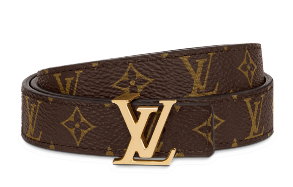 LOUIS VUITTON Cow Leather Leather Belts Women's Brown Width: 2cm