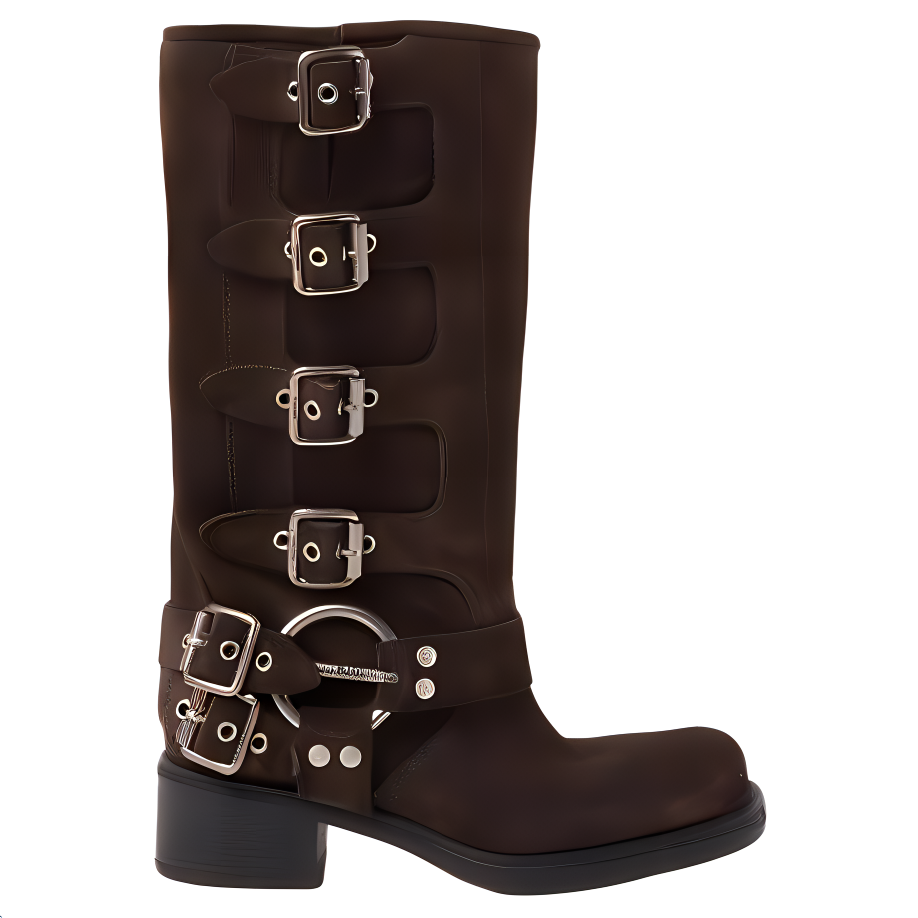 MIU MIU Buckle-detail Block-heel Boots