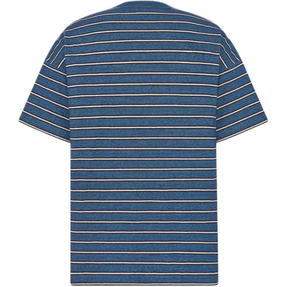 DIOR Stripes Logo Print Crew Neck Loose Fit Short Sleeved T Shirt T Shirt Men's Blue