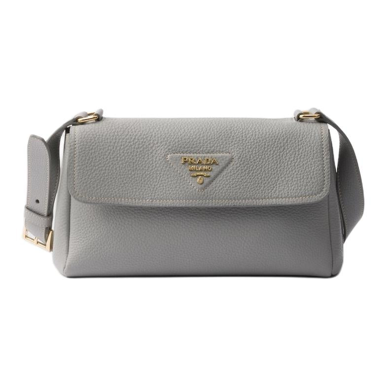 PRADA Calfskin Crossbody Bag, Shoulder Bag Small Size Women's Granite Gray