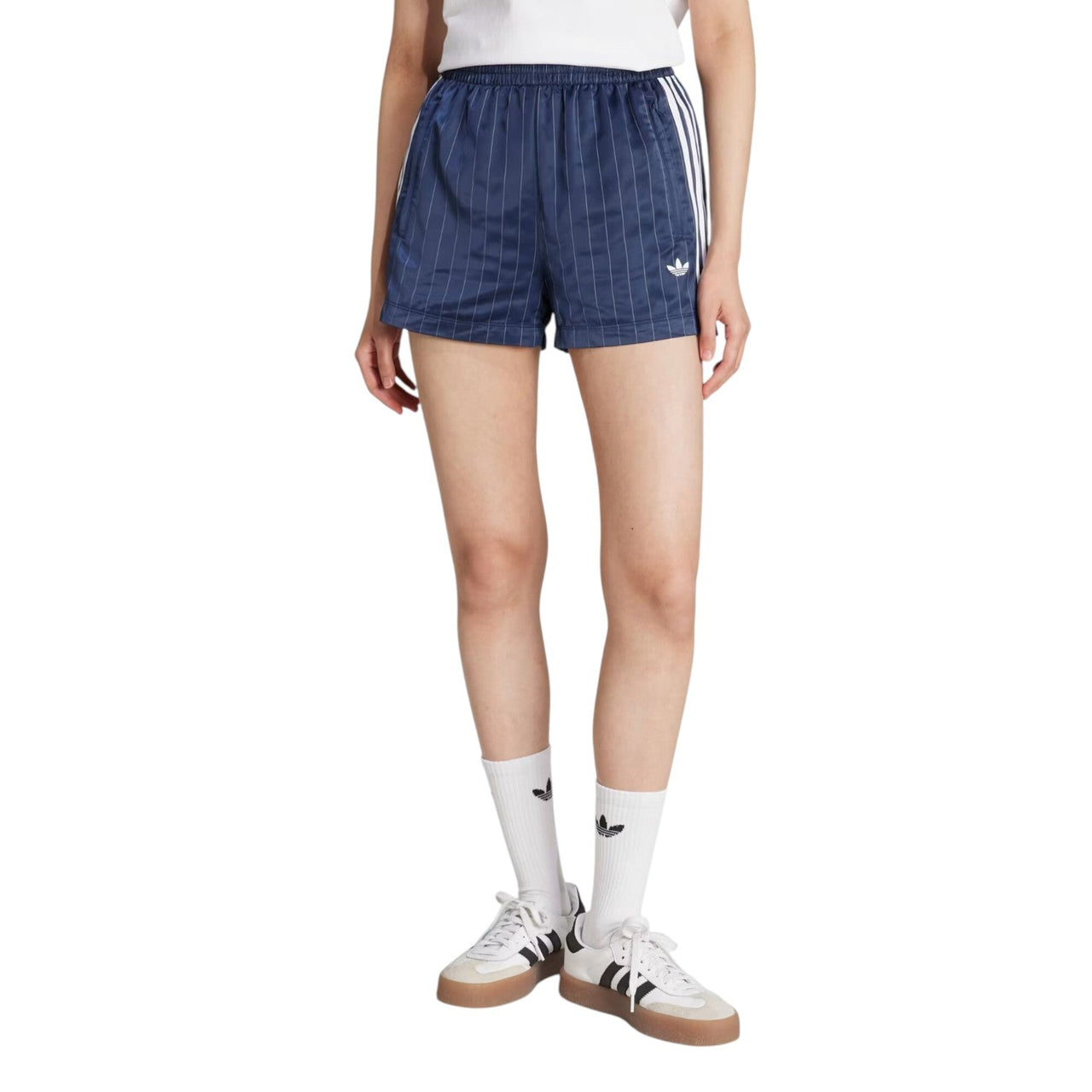 (WMNS) adidas Pinstripe Satin Shorts Asia Sizing 'Night Indigo' KD2285