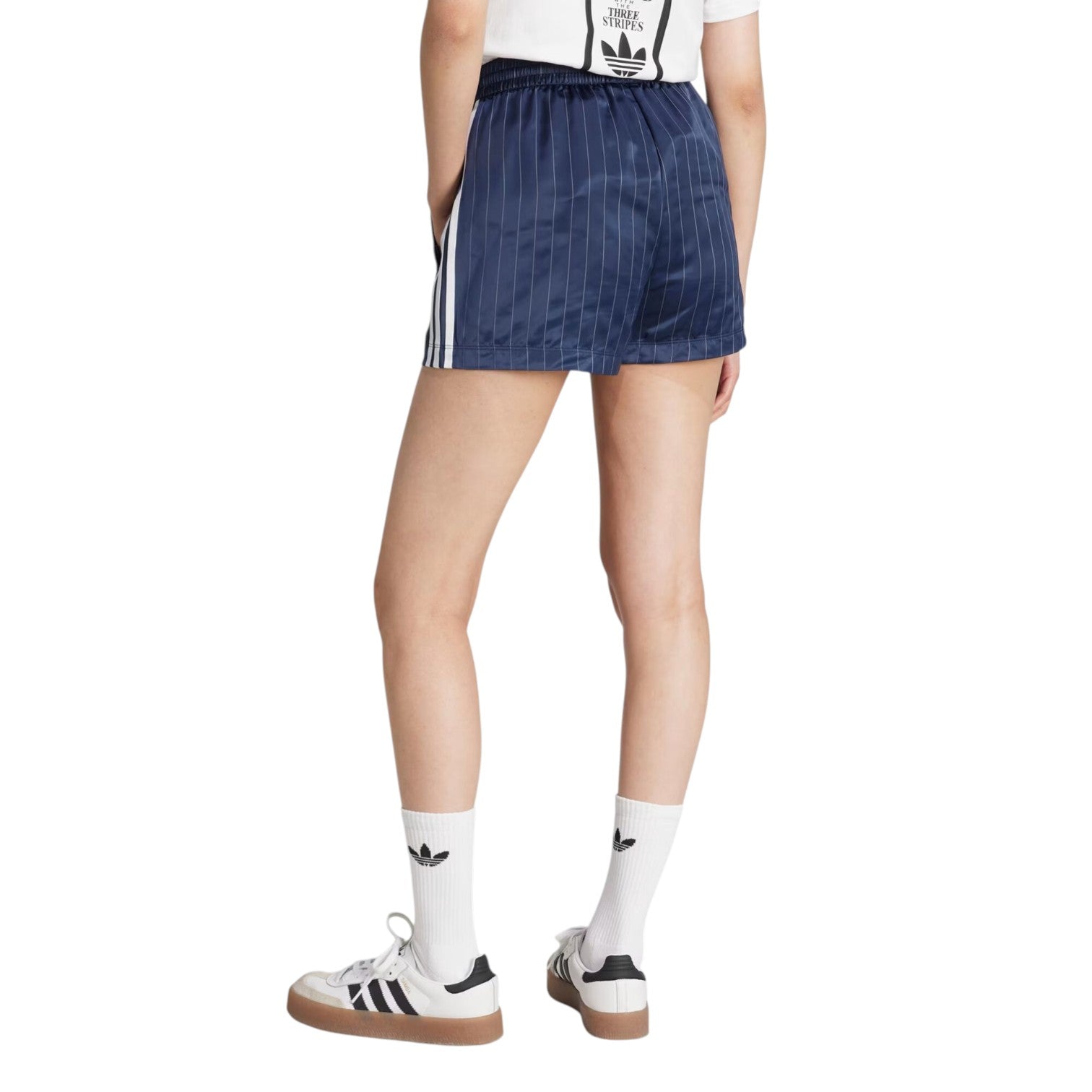 (WMNS) adidas Pinstripe Satin Shorts Asia Sizing 'Night Indigo' KD2285