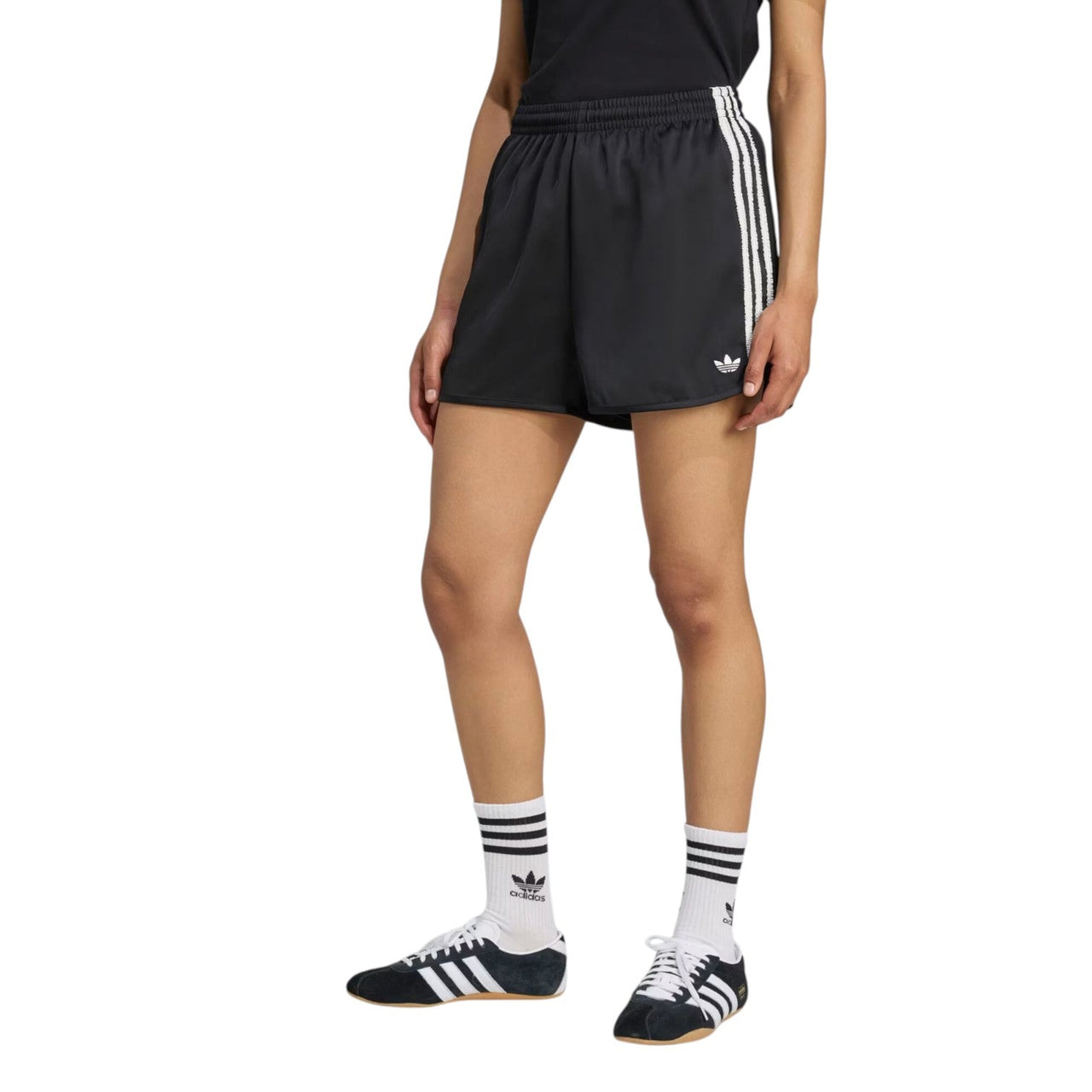 (WMNS) adidas Satin Shorts Ruffle 3-Stripes 'Black' KC8816