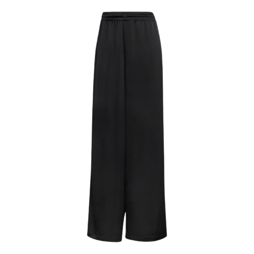 (WMNS) adidas Satin Wide Leg Tracksuit Bottoms Ruffle 3-Stripes 'Black' KC8813