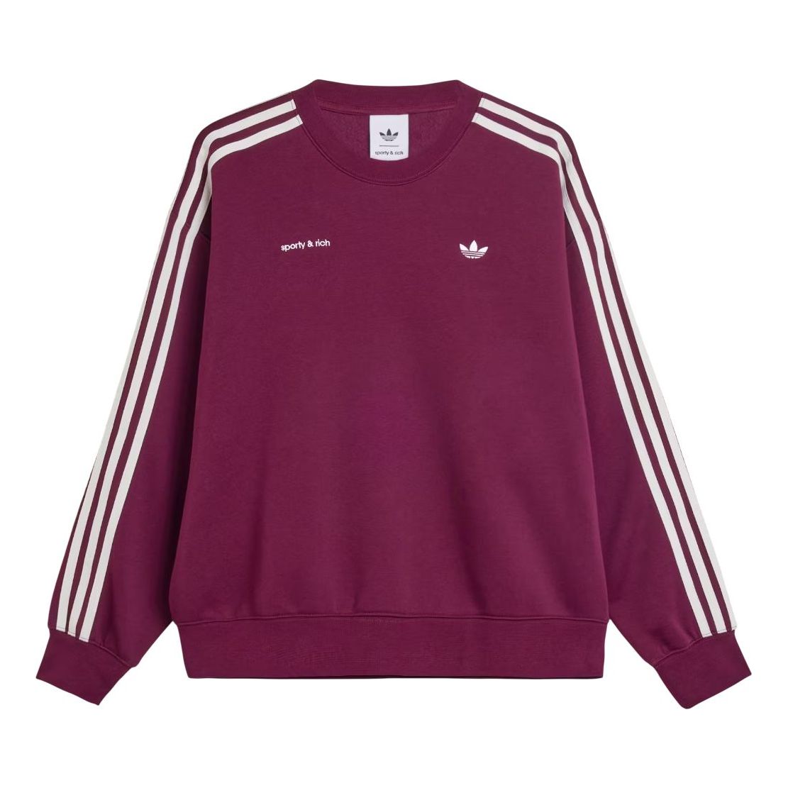 (WMNS) adidas x Sporty & Rich Sweatshirt Asia Sizing 'Maroon' JN5321
