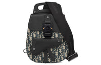 DIOR Gallop Oblique Jacquard With Grain Cow Leather Sling Bag, Crossbody Bag, Shoulder Bag Mini Men's Black