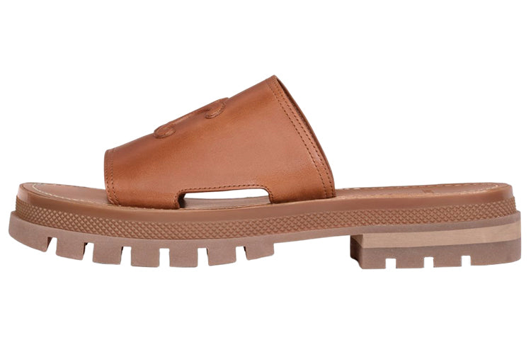 CELINE Triomphe Slip Resistant Slide Slippers Women's Tawny