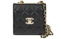 CHANEL Trendy Cc Sheepskin Messenger Bag, Shoulder Bag, Crossbody Bag Mini Women's Black
