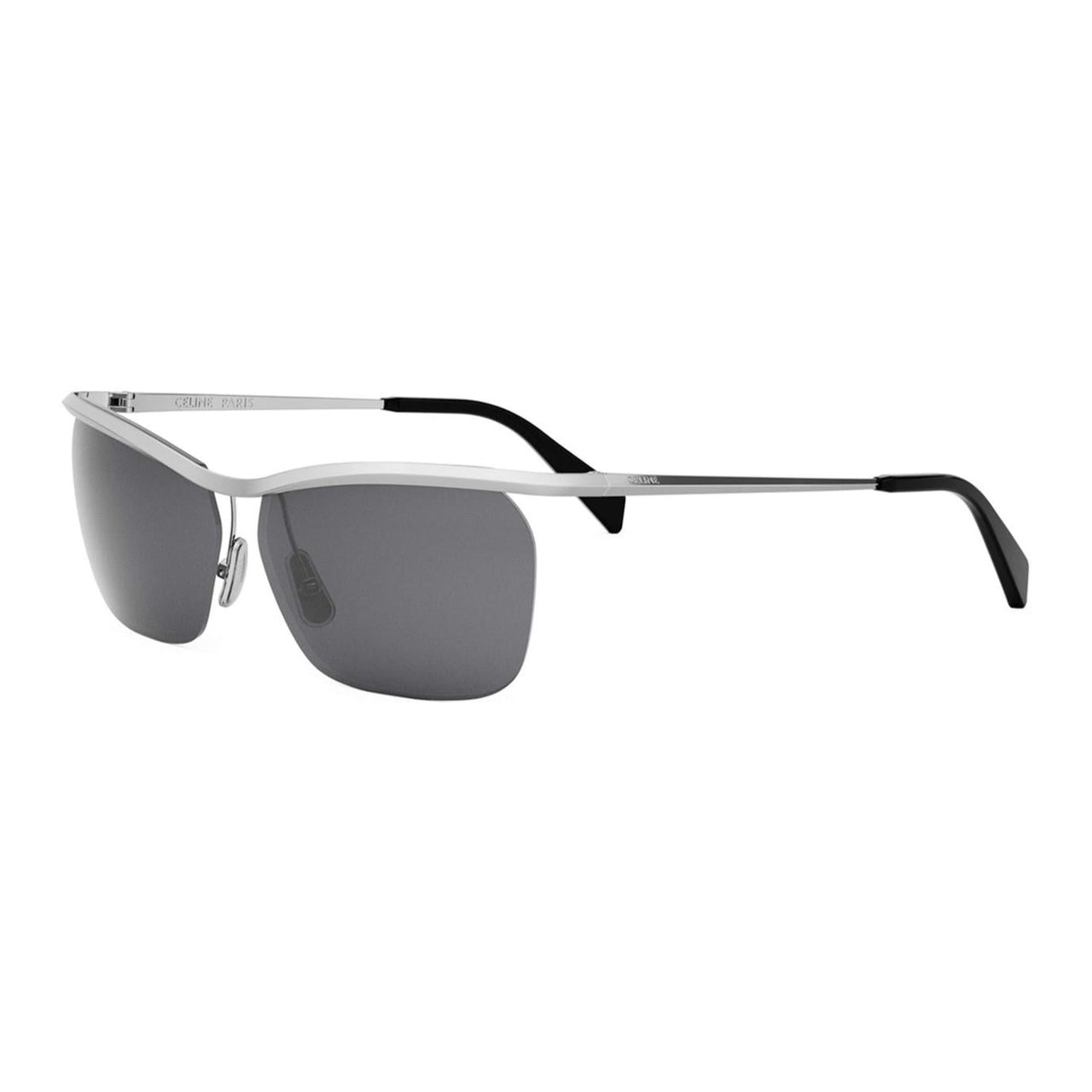 CELINE Metal Irregular Shape Sunglasses Men's Silver