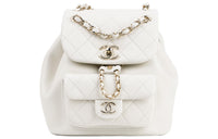 CHANEL Duma Cow Leather Backpack Small Size Women's White