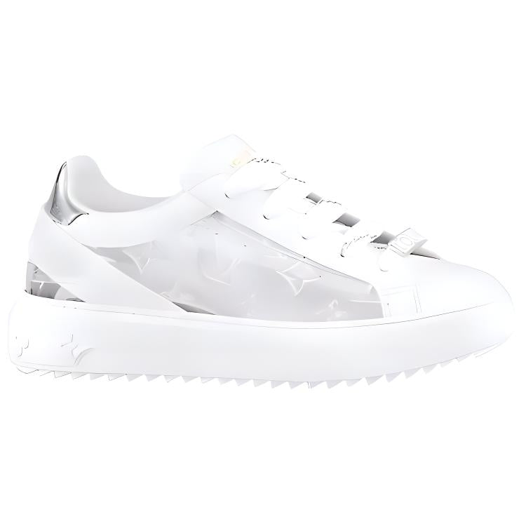 LOUIS VUITTON Time Out Low Top Stylish Skateboarding Shoes Women's White Blue