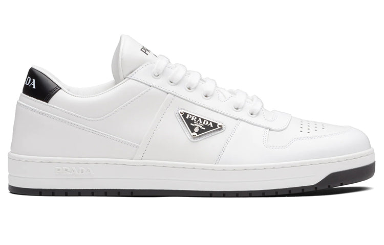 PRADA Downtown Low Top Sneakers Leather White White Black