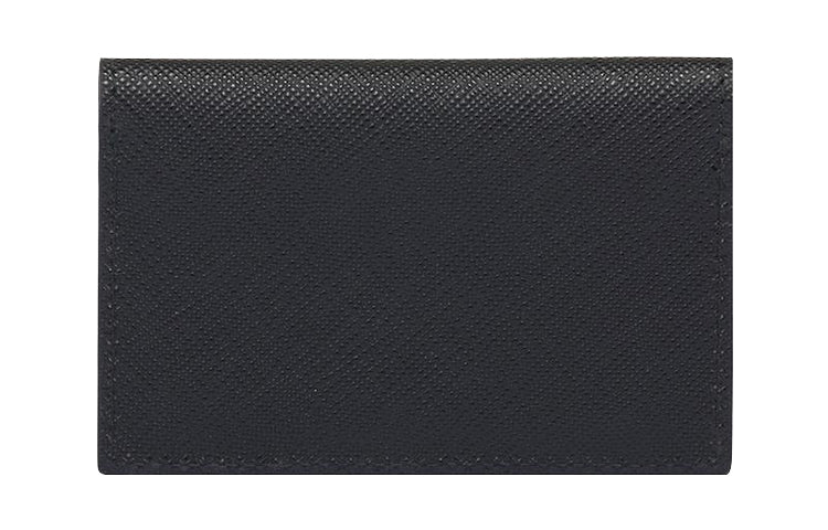 PRADA Saffiano Leather Card Clip Card Holder Women's Black