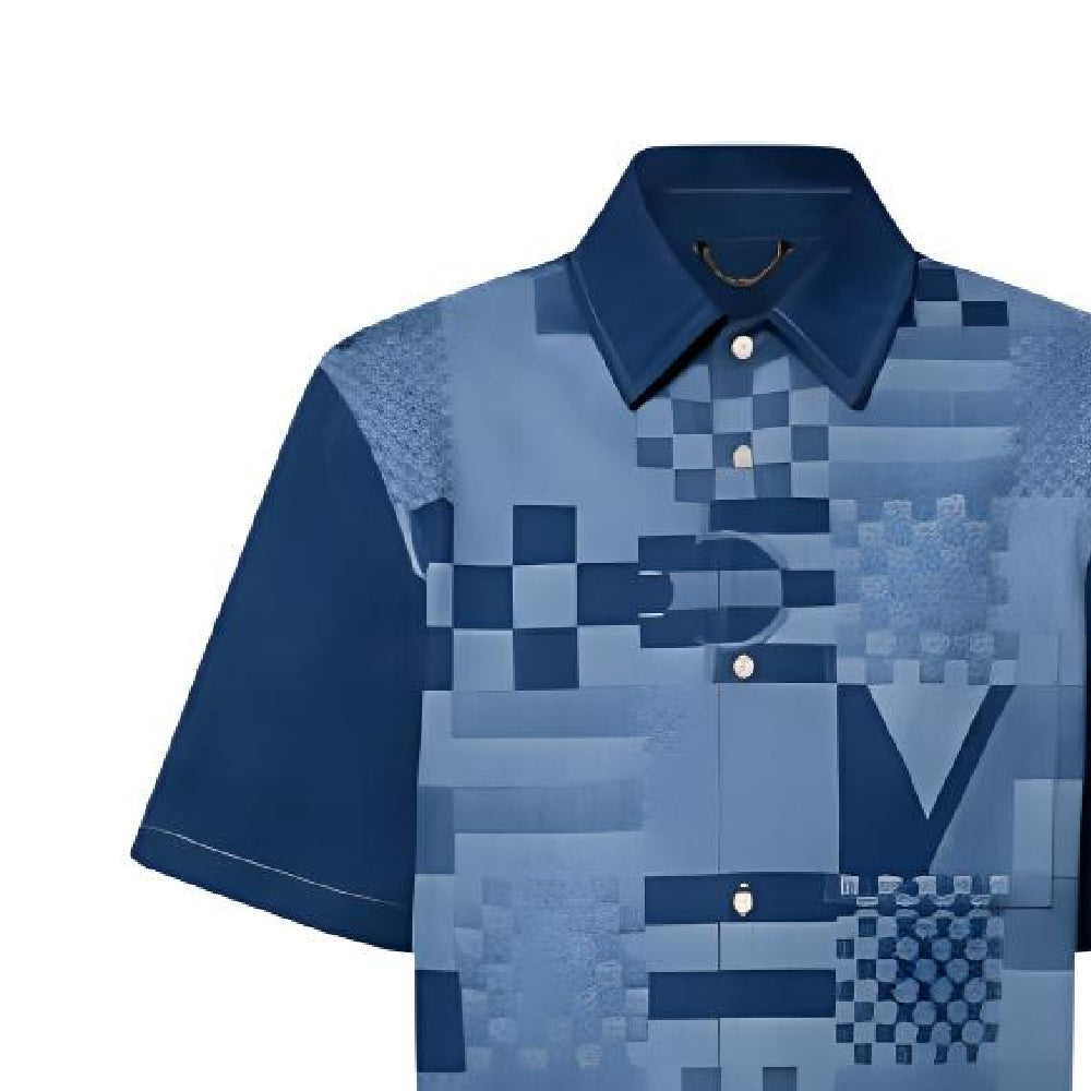 LOUIS VUITTON Printed Short-Sleeved Denim Shirt