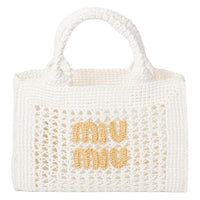 MIU MIU Leather Detail Shoulder Bag Crossbody Bag Handbag Women's White