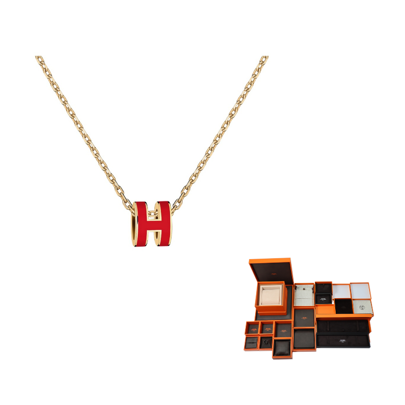 HERMES POP H Collection Metal Necklaces Women's Gold Chain