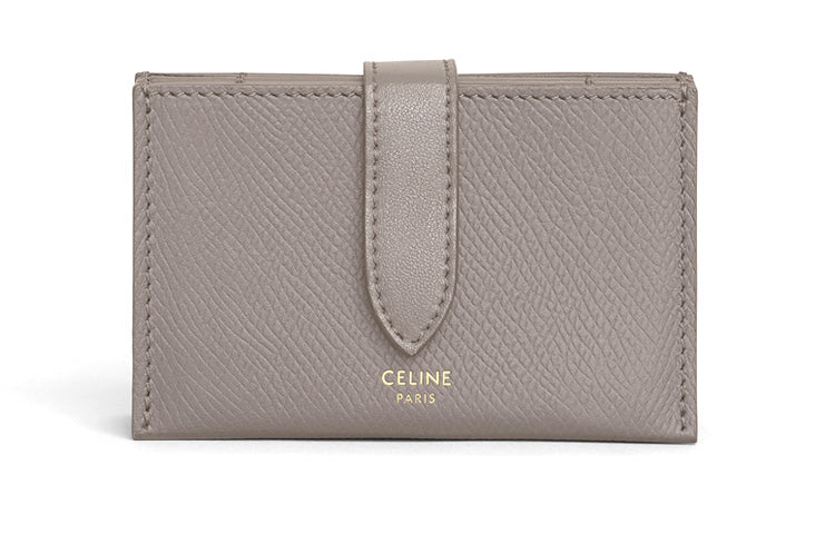 CELINE Grained Calfskin Card Holder Women's Pebble