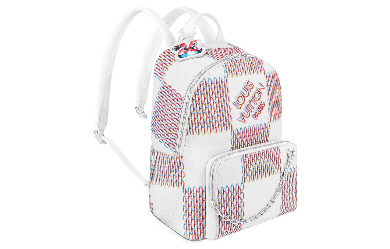 LOUIS VUITTON Racer Backpack White Damier Spray