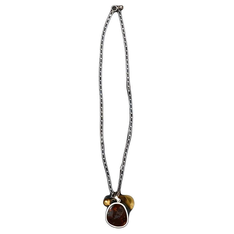 CELINE Brass Necklaces Unisex Silver