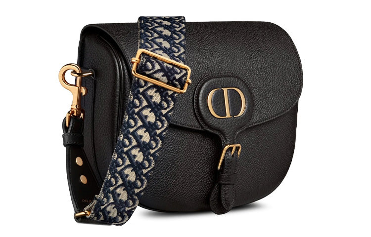 DIOR Bobby Grained Calfskin Shoulder Bag, Crossbody Bag Tubas Women's Black