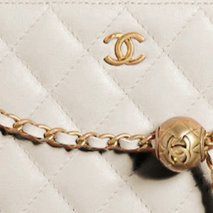 CHANEL Sheepskin Square Box Camera Bag Rare Customer Shoulder Bag Women's White