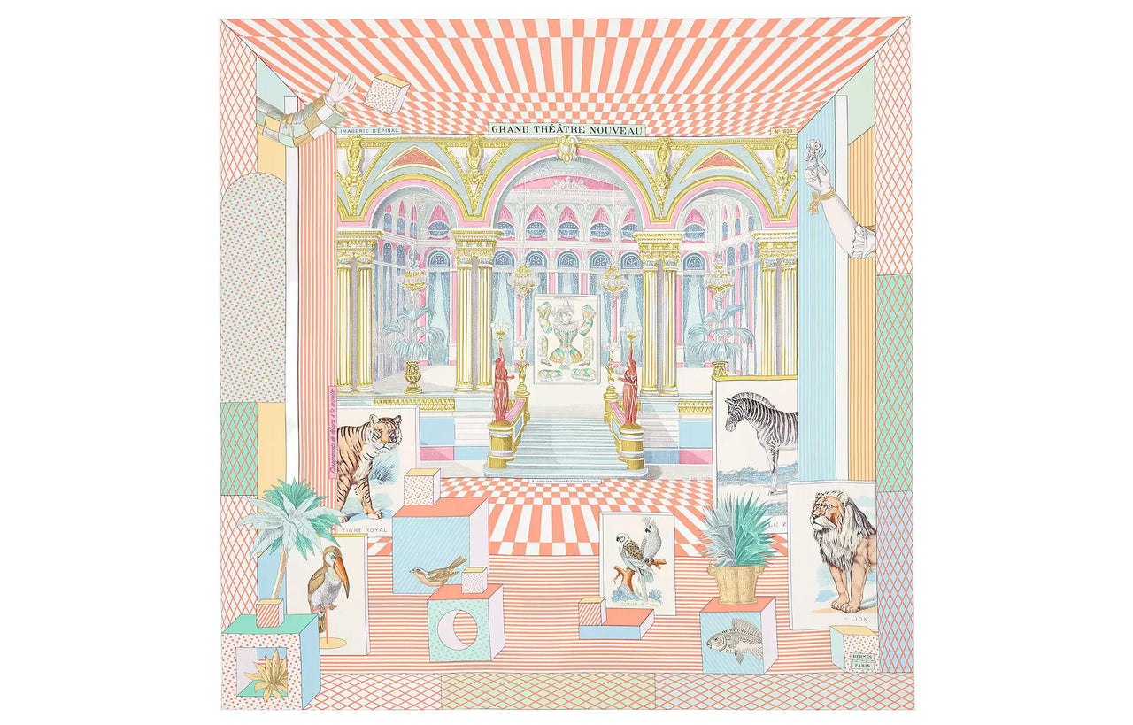 HERMES Silk Scarves Women's Apricot Yellow