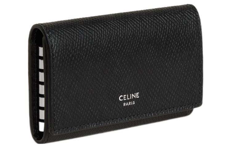 CELINE Grained Calfskin Key Pouch Men's Black