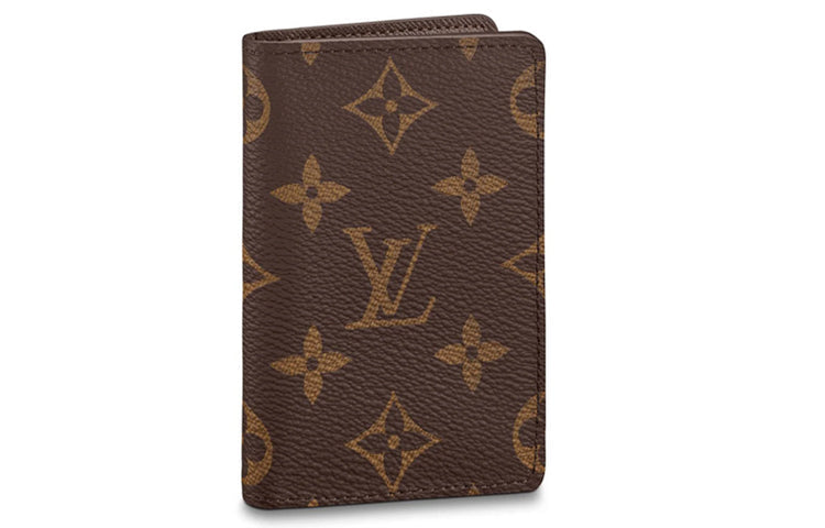 LOUIS VUITTON Pocket Organizer Coated Canvas Card Holder Wallet Unisex Brown