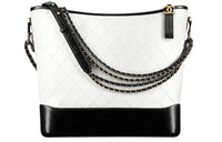 CHANEL Gabrielle Calfskin Hobo Bag One Shoulder Handbag Crossbody Bag Extra Large Women's White & Black