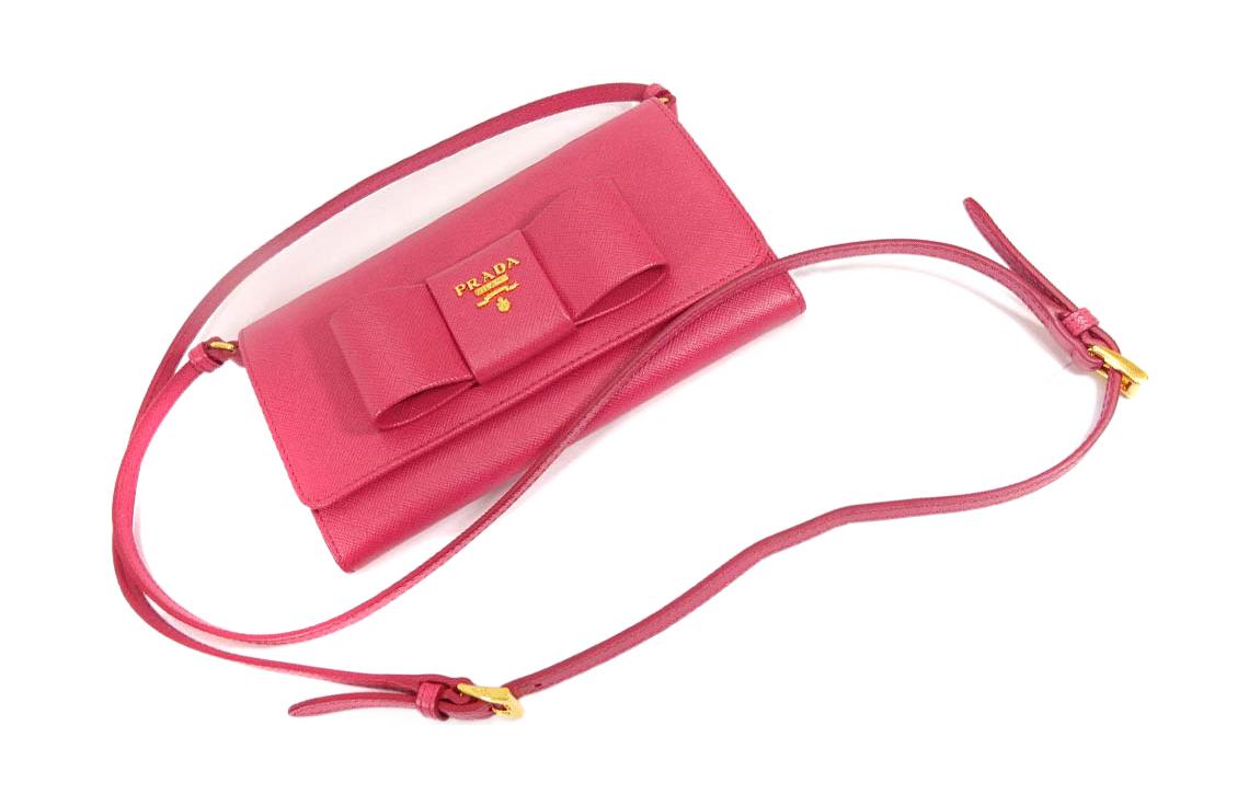 PRADA Cross Grain Cow Leather Wallet Women's Pink