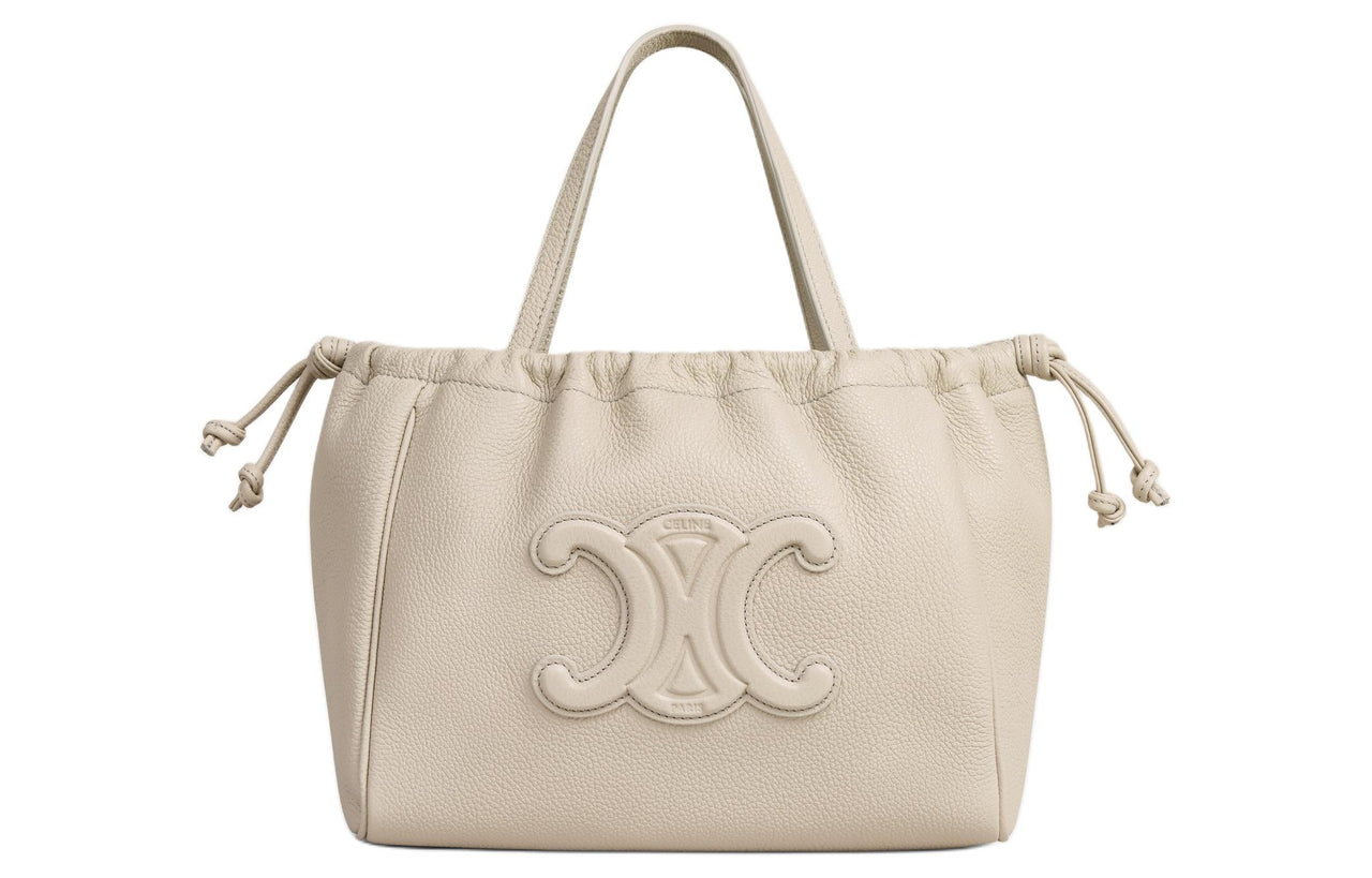 CELINE Cabas Grained Calfskin Shoulder Bag Crossbody Bag Handbag Small Size Women's Luminous Stone Color