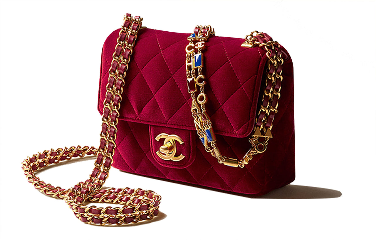 CHANEL Velour Mouth Cover Bag Crossbody Bag Mini Women's Burgundy