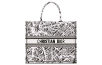 DIOR BookTote Embroidery Tote Bag, Shopping Bag, Handbag Tubas Women's White/Black
