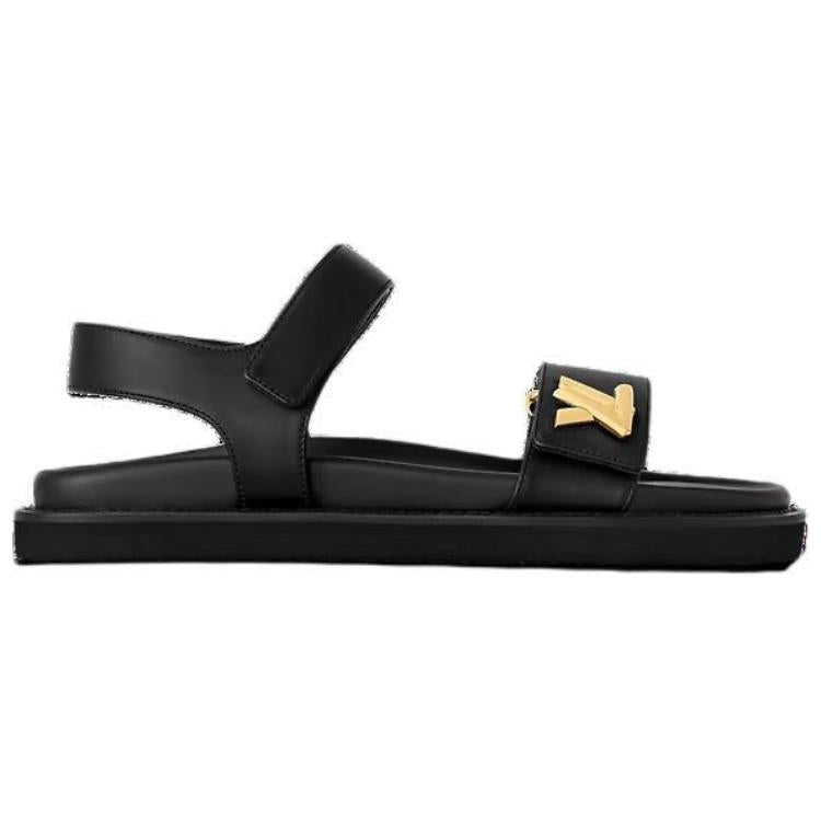 LOUIS VUITTON Sunset Painted Series Beach Sandals Women's Black