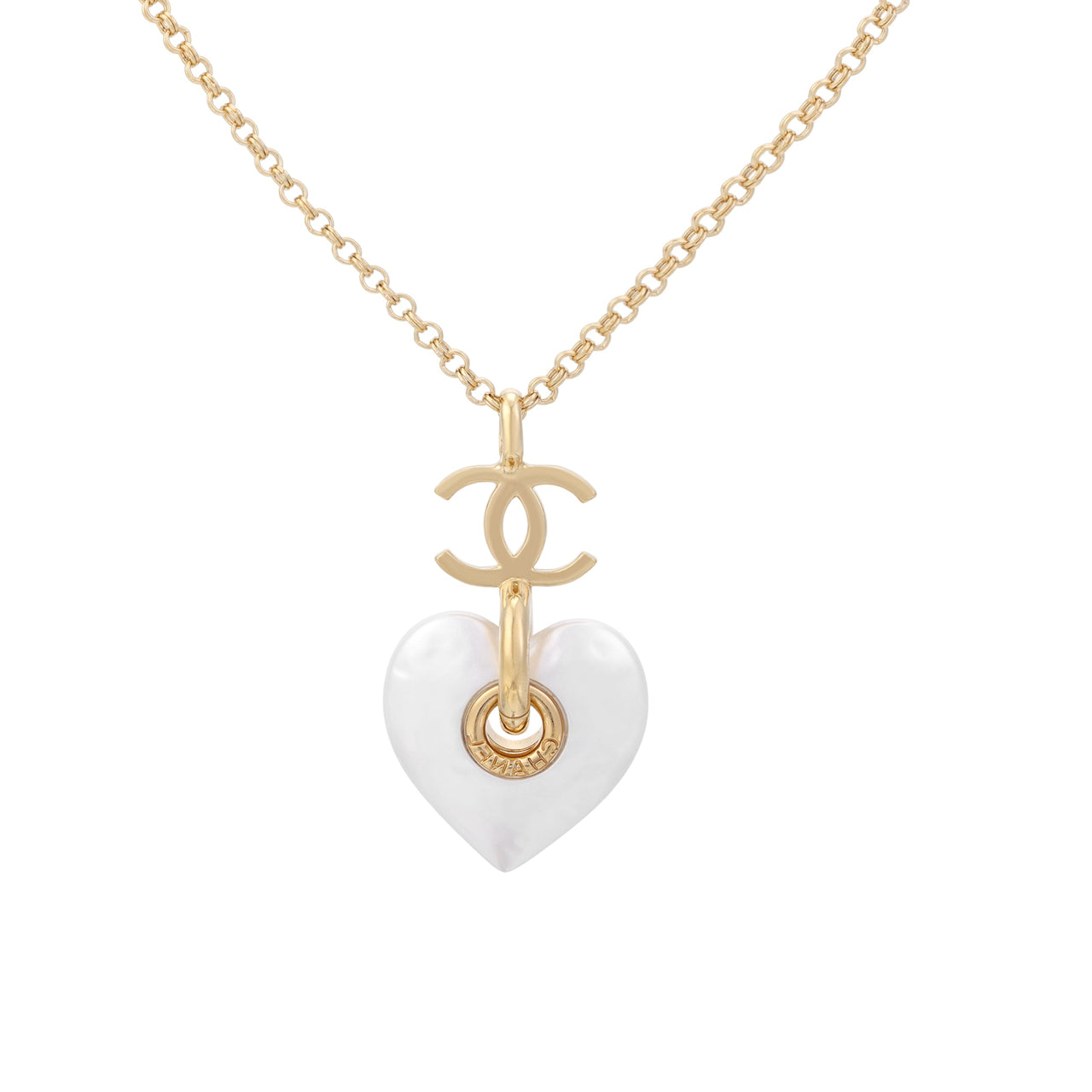 CHANEL Metal Resin Necklaces Women's Gold