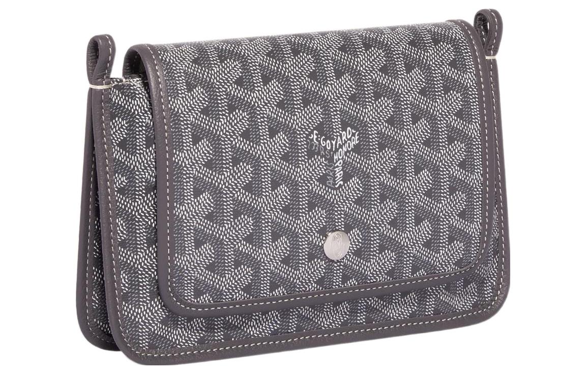 GOYARD Plumet Canvas With Leather Envelope Bag Handheld Shoulder Bag Crossbody Bag Small Size Unisex Gray/Blue