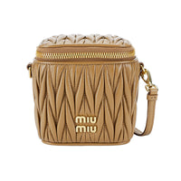 MIU MIU Matelassé Sheepskin Crossbody Bag, Shoulder Bag Mini Women's Brown