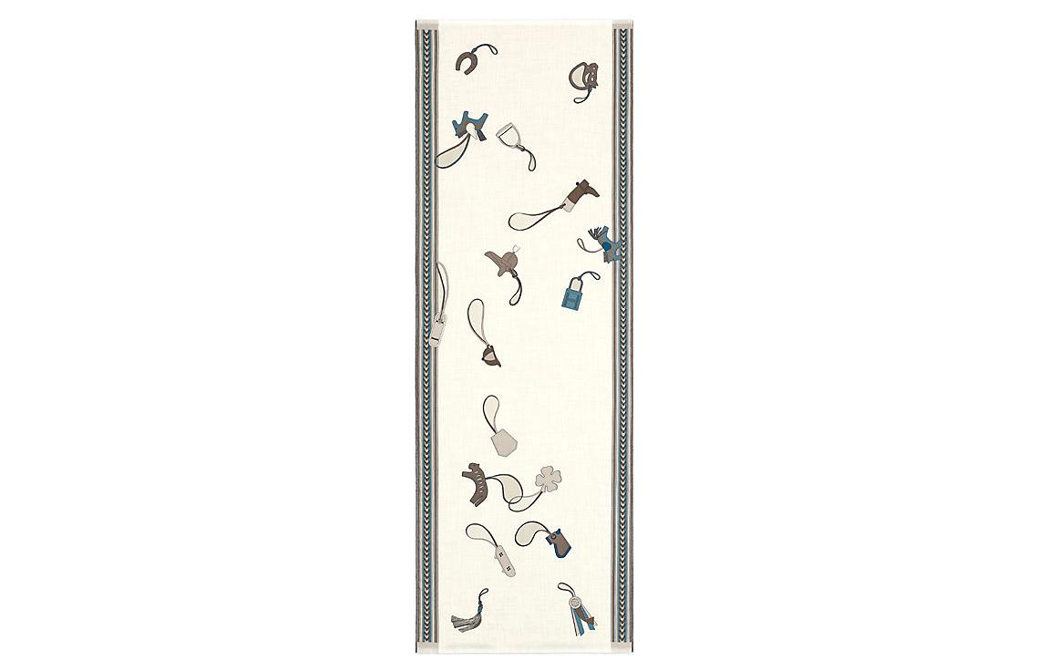 HERMES Silk Scarves Men Beige