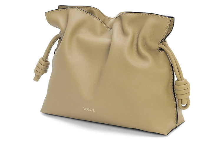 LOEWE Flamenco Nappa Cow Leather One Shoulder Crossbody Clutch Women's Clay Green